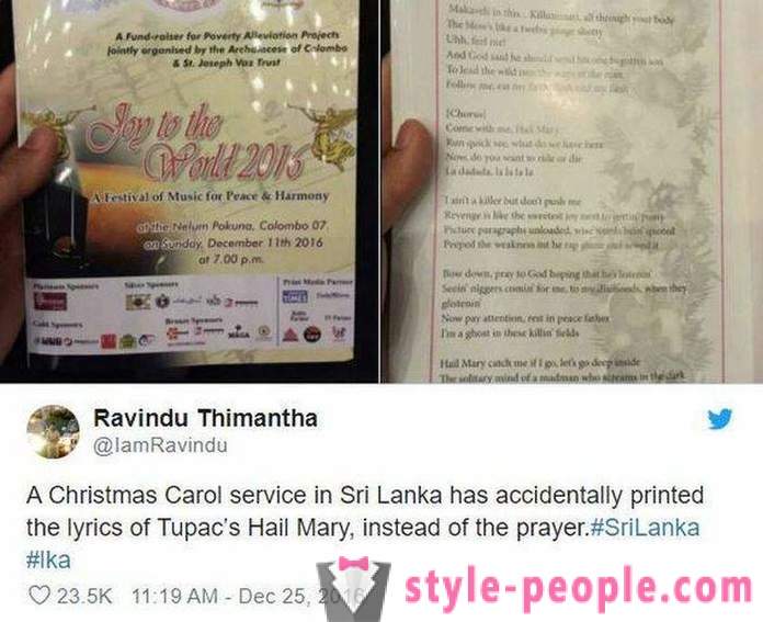 V Šrilanki, cerkveni župljani razdelijo brošure z besedilom pesmi raper namesto molitve